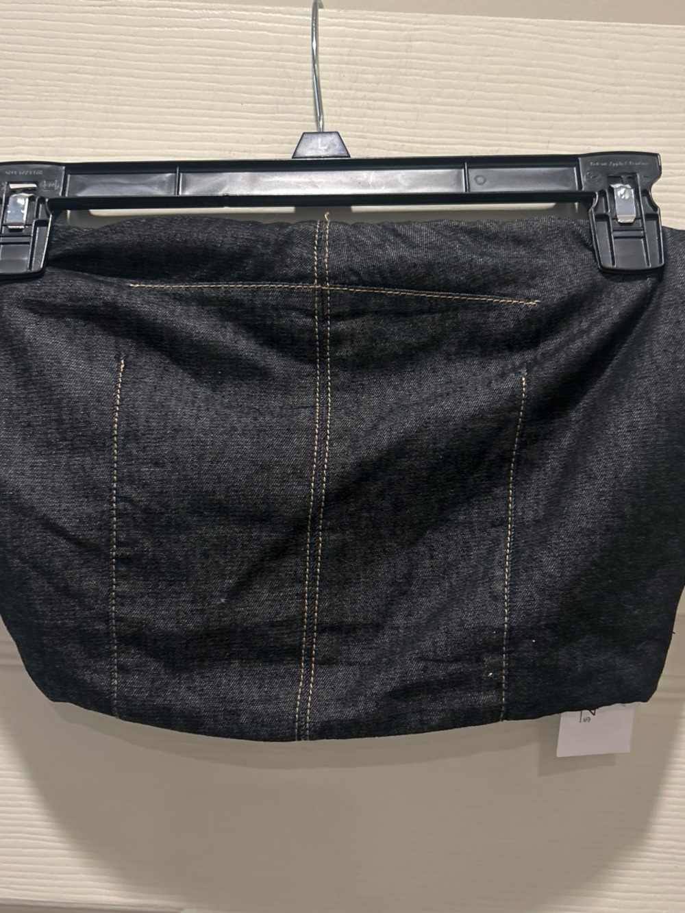 Black Denim Crop Top with Contrast Stitching